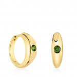 Серьги-кольца Tous Basic Short Colors, серебро с 18-каратным золотым покрытием/хромдиопсид - фото