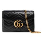 Сумка gg marmont matelasse mini bag 'black' Gucci, черный - фото
