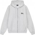 Худи Stussy Basic Zip Hoodie 'Ash Heather', серый - фото
