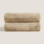 Плед Zara Home Faux Fur, бежевый - фото