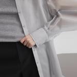 ELLE Рубашка Women's Medium Gray Lapel Thin Shirt - фото 7