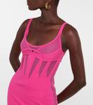 Мини-платье-бюстье со вставками Mugler, Hot Pink - фото 5