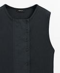 Топ Massimo Dutti Cotton Blend With Placket Detail, темно-синий - фото 3