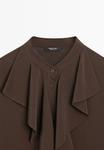Блуза Massimo Dutti FLOWING WITH RUFFLES, Dark Brown - фото 8