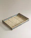 Поднос Zara Home Rectangular Seagrass, коричневый/синий - фото 3