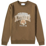 Свитшот Maison Kitsune Campus Fox Regular Crew Sweat, хаки - фото