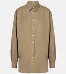 Рубашка из шелка Sveva The Row, хаки - фото