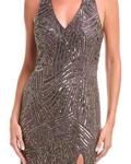Эйдан Мэттокс Бисерное Макси Платье-Колонна Aidan Mattox, металлик - фото 3