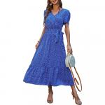 Платье-макси PrettyGarden Hem A-Line Bohemian, синий - фото