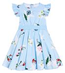 Хлопковое платье с цветочным принтом Monnalisa, мультиколор - фото