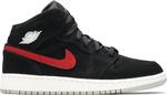 Кроссовки Air Jordan 1 Retro Mid GS Black University Red, черный - фото
