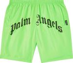 Шорты Palm Angels Curved Logo Swim Short 'Green Fluo', зеленый - фото 2