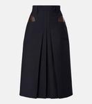 Юбка миди из плиссированного мохера и шерсти Prada, Bleu - фото