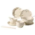 Набор посуды Kawasimaya, бежевый, 14 предметов 4 персоны, с палочками - фото