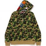 Bape Abc Camo Shark полу-молния худи A BATHING APE, зеленый - фото 10