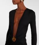 Платье макси из джерси со сборками Christopher Esber, черный - фото 4