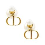 DIOR Белые resin серьги women's gold - фото 2