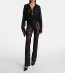 Кружевные расклешенные брюки Norma Kamali, черный - фото 2