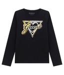 Лонгслив детский Guess с фирменным принтом, черный - фото