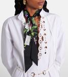 Шелковый твиловый шарф с цветочным принтом Gucci, черный - фото 3