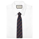 GUCCI Шелковый галстук жаккард, Dark Blue/Red - фото 3