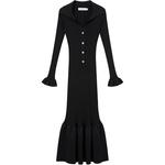 Вязаное платье миди с рифленым узором Self-portrait, черный - фото 3