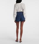 Джинсовые шорты с высокой посадкой и плиссировкой Jaffee Veronica Beard, Bright Blue - фото 3