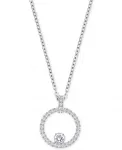 Колье с подвеской в форме круга паве Swarovski, silver - фото