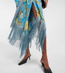 Платье с цветочным принтом и бахромой Acne Studios, синий - фото 5