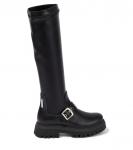 Кожаные сапоги до колена Monnalisa, Nero - фото 4