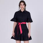 Хлопковое платье с плиссированной юбкой и оборками S&J Weekends, черный - фото 3