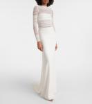 Свадебное платье из шелкового тюля с вуалью Christopher Esber, белый - фото 2