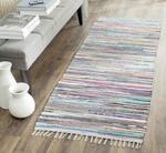 SAFAVIEH, 69 x 336 см, Ковер-дорожка Rag Rug Collection, Grey & Multi, ручной работы, богемная полоска, хлопок, идеально для помещений с высокой проходимостью в гостиной, спальне (RAR121M) - фото