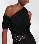 Мини-платье из джерси со сборками Marine Serre, черный - фото 4