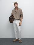Облегающие текстурированные брюки Massimo Dutti, песочный - фото