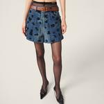 Декорированные джинсовые шорты Miu Miu, синий - фото 4