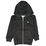 Детская худи с карманом-кенгуру на молнии, черная Lacoste - фото