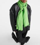 Шарф из хлопка и льна Acne Studios, зеленый - фото 2