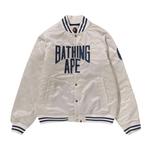 Куртка BAPE Solid Camo NYC Logo Nylon Varsity Jacket, Ivory - фото