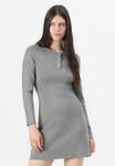 Платье ONLY ONLMELLI BUTTON FLARED DRESS, Medium Grey Melange/Mottled Grey - фото 4