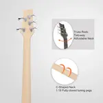 Бас-гитара Glarry 5 струн Full Size с открытым хамбакером HH - Черная - фото 3