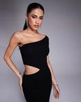 Платье макси ASOS DESIGN на одно плечо с разрезом на талии, черное - фото 3