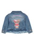 Monnalisa джинсовая куртка с вышивкой, синий - фото 2