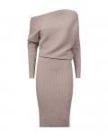 REISS Лара Вязаное облегающее платье с драпировкой, коричневый/бежевый - фото 5