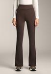 Брюки OYSHO WARM HIGH RISE FLARE WITH POCKETS, Brown - фото