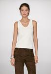 Топ Massimo Dutti RIBBED STRAPPY SLEEVELESS, Beige/Off-White - фото