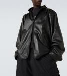 Кожаный худи-блузон Balenciaga, черный - фото 5