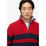 Свитер Superdry Cotton Classics Stripe Henley half zip, красный - фото 5