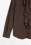 Блуза Massimo Dutti FLOWING WITH RUFFLES, Dark Brown - фото 9