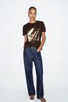 Футболка Zara Metallic Print, коричневый - фото 4